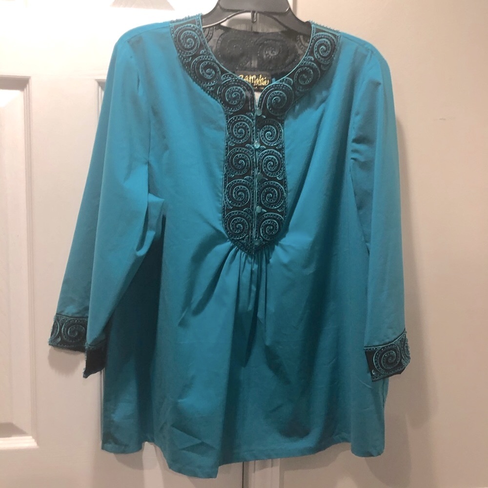Bob Mackie Wearable Art 90’s Blouse L - image 1